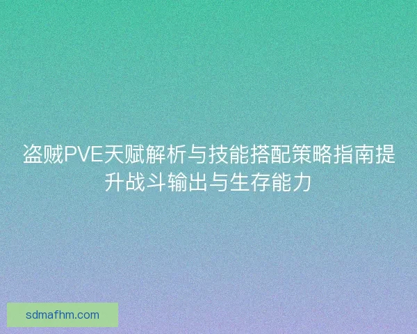 盗贼PVE天赋解析与技能搭配策略指南提升战斗输出与生存能力